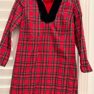 Red Plaid Long Sleeve Dress